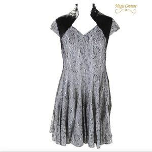 Rubin Singer Lace Overlay Leather Detail Dress🖤🤍🖤